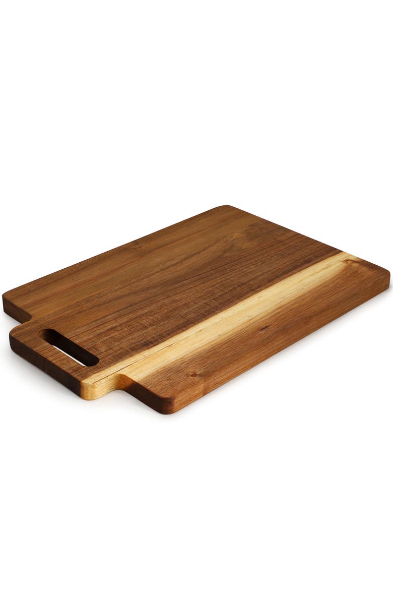 16.5 x 11 Inch Acacia Wood Rectangle Serving Board with Handle, Alternate, color, Acacia