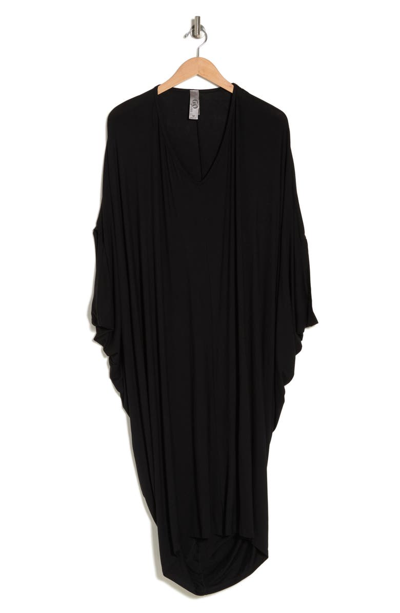 GO COUTURE Batwing Sleeve Caftan Dress, Alternate, color, Black