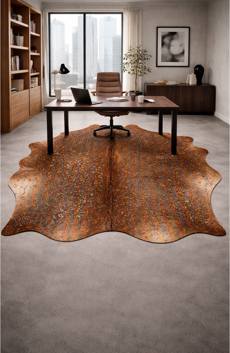 Rhacam Eco Hide Luma Metallic Color Cowhide Rug  8'5" × 7'0", Alternate, color, Metallic Color