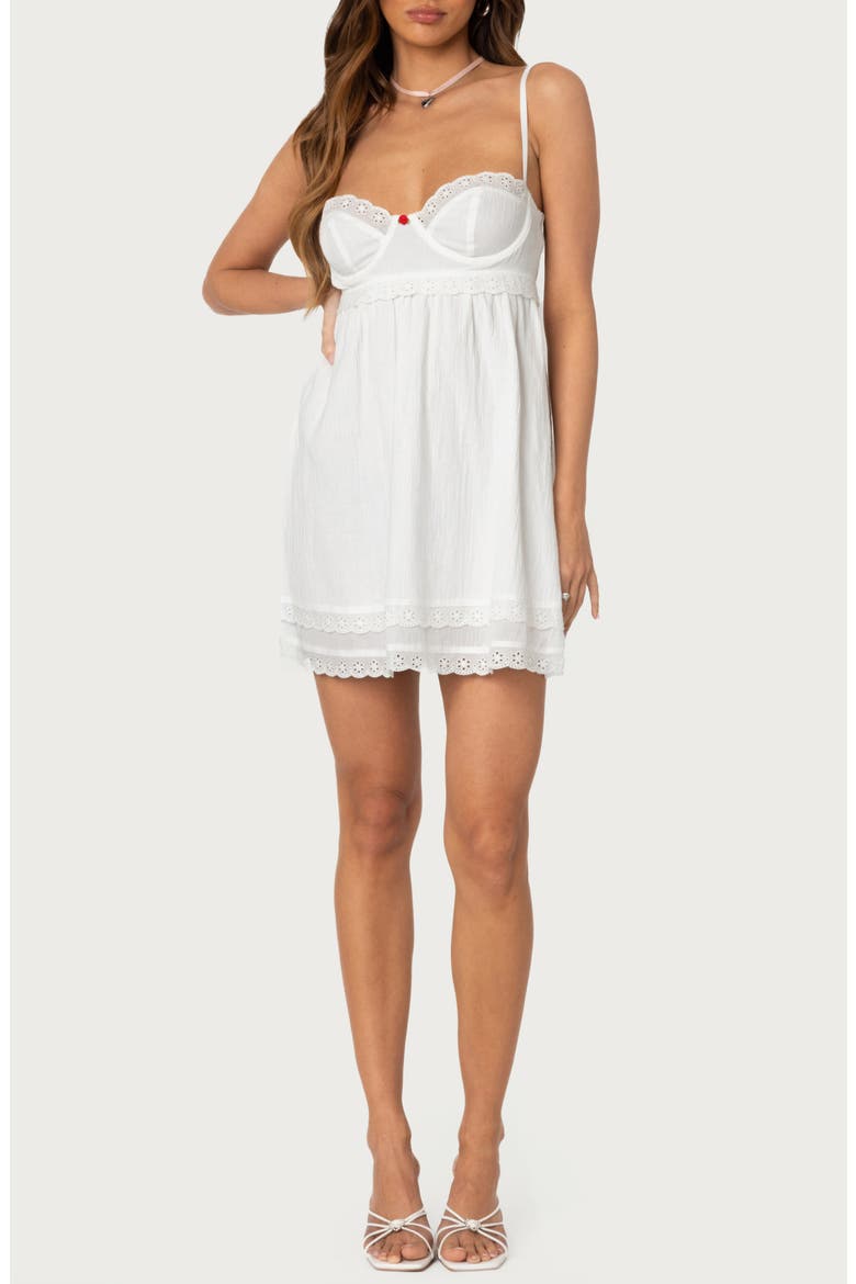 Bonny Lace Trim Minidress, Main, color, WHITE