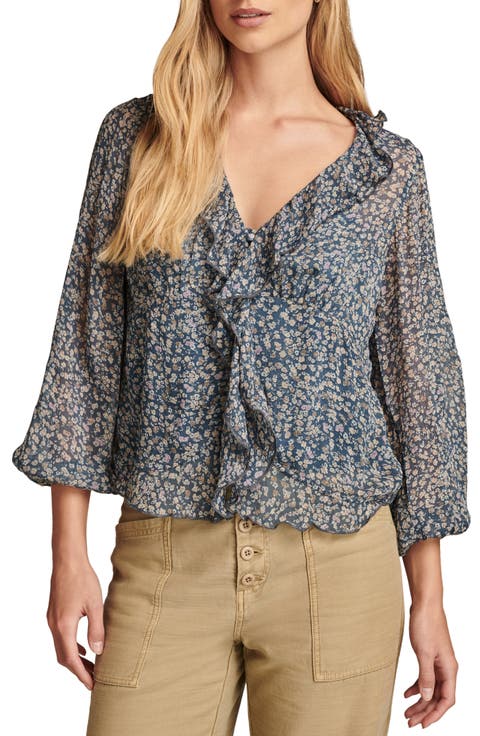 Floral Ruffle Collar Top
