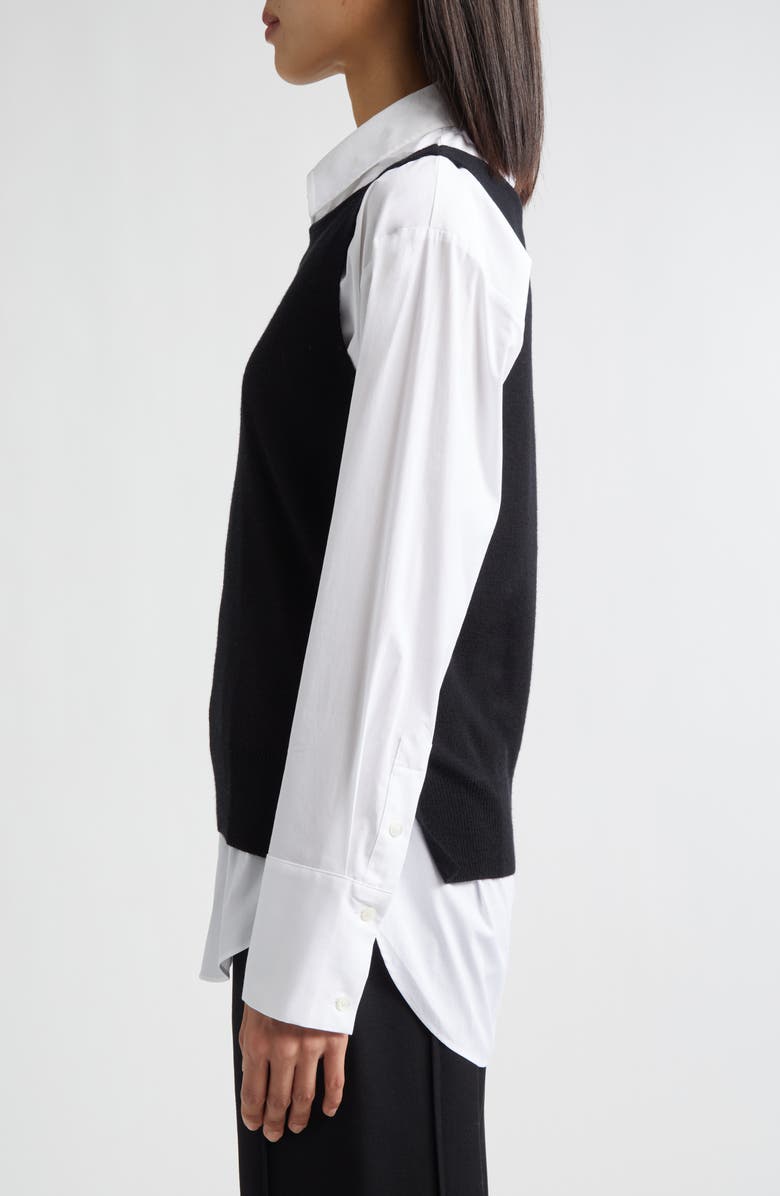 STAUD Damian Layered Shirt, Alternate, color, Black/ White