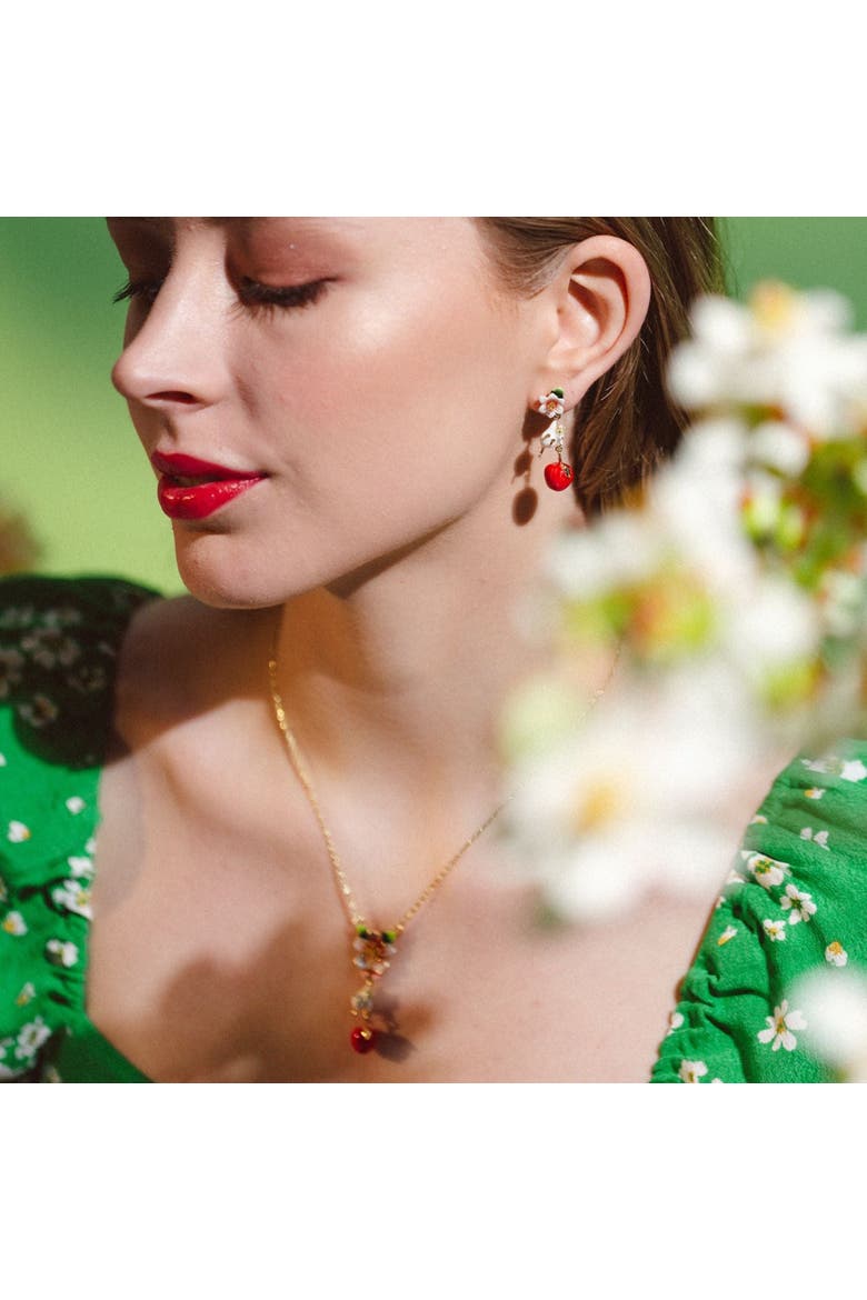 Apple Blossom & Mouse Drop Earrings, Alternate, color, Apple Blossom