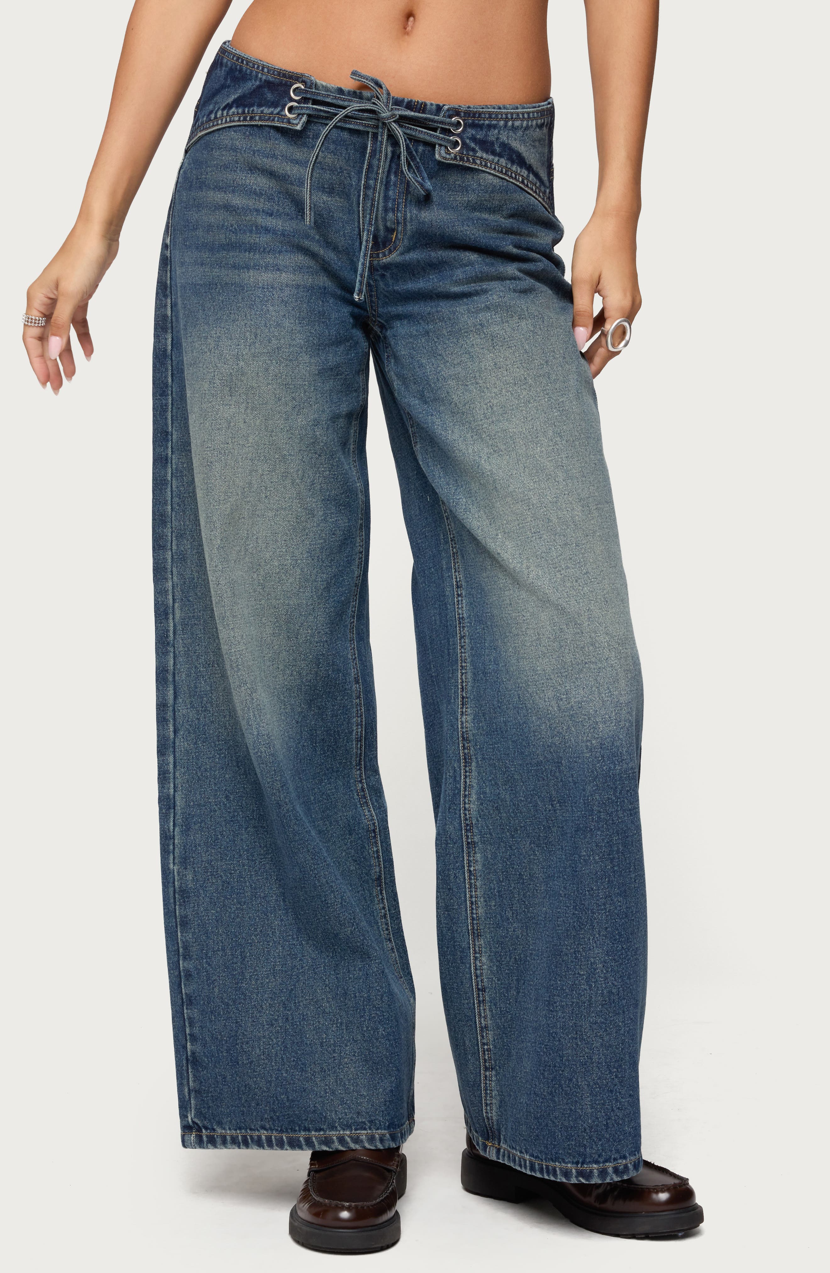 Niah Lace-Up Low Rise Baggy Jeans