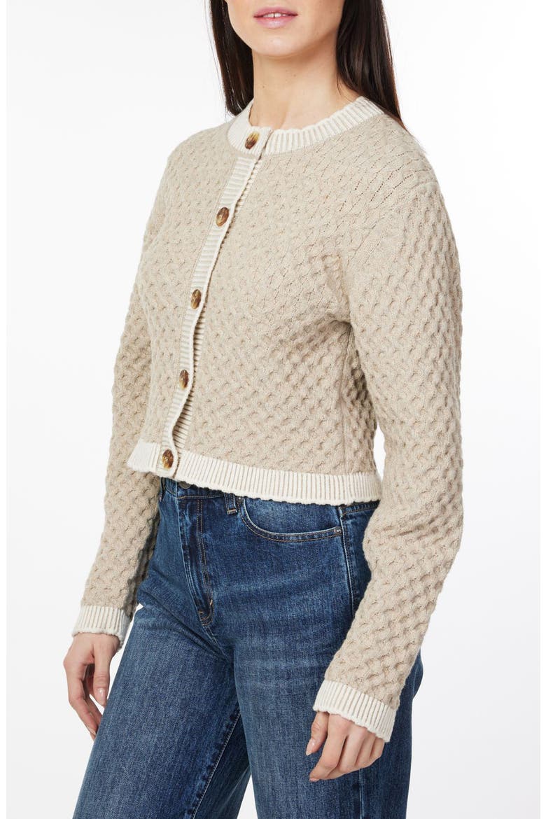 Crewneck Crop Cardigan, Alternate, color, OATMEAL HEATHER COMBO