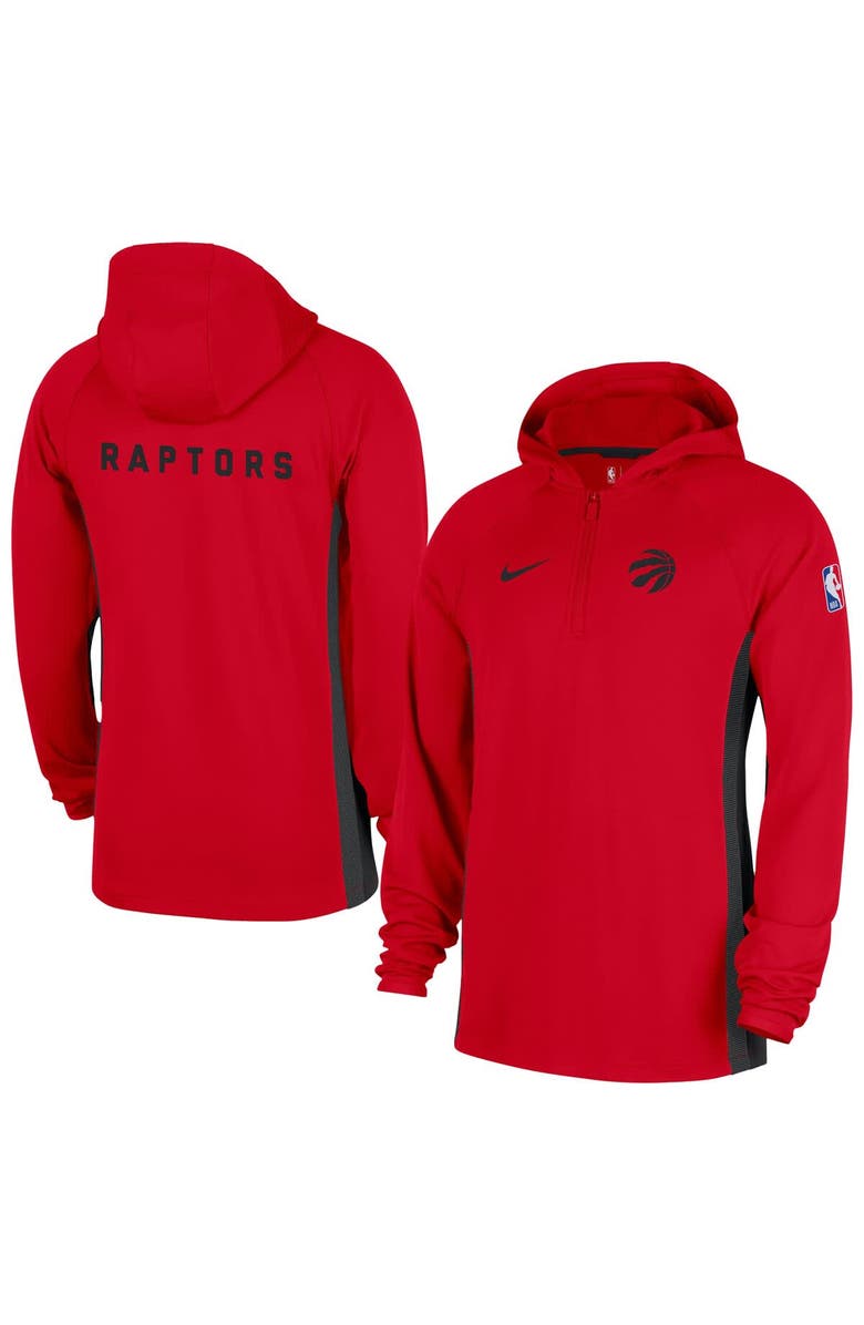 Nike Men's Nike Red Toronto Raptors Authentic On Court Zone Quarter-Zip Dri-FIT Hoodie Jacket, Main, color, Red
