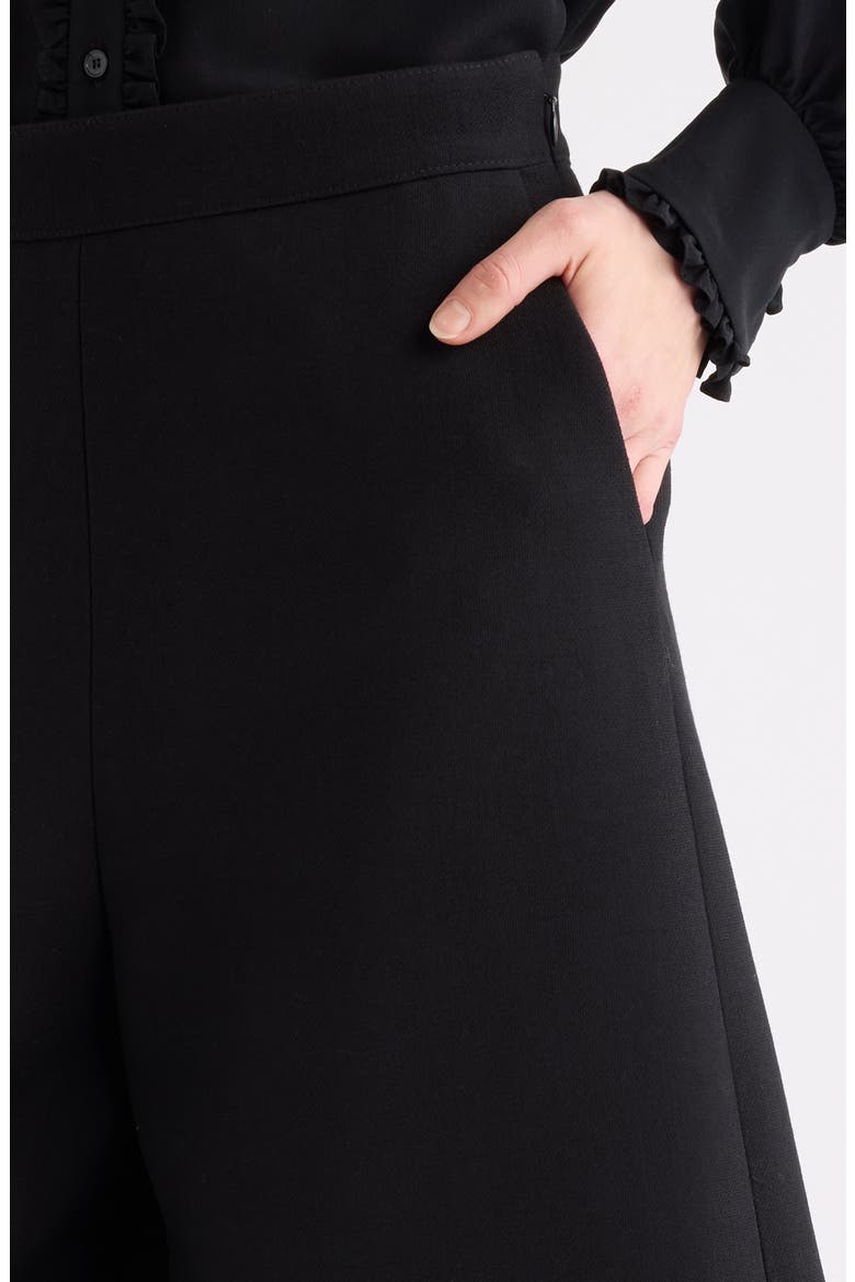 Virgin Wool Crêpe Crop Wide Leg Trousers, Alternate, color, BLACK