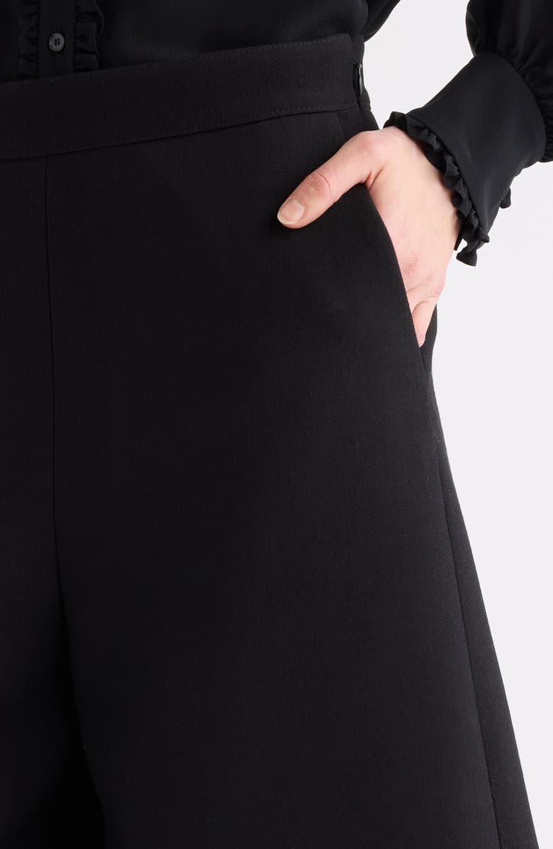 Chloé Virgin Wool Crêpe Crop Wide Leg Trousers, Alternate, color, Black