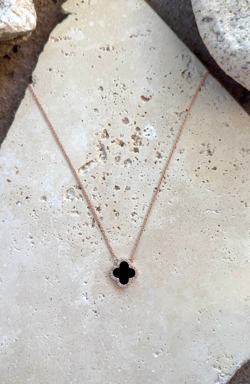 Adornia Cubic Zirconia Clover Pendant Necklace In Black