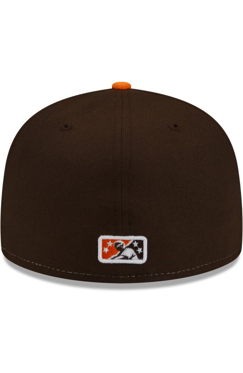 New Era Men's New Era White/Orange Bowling Green Hot Rods Theme Night 59FIFTY Fitted Hat, Alternate, color, White