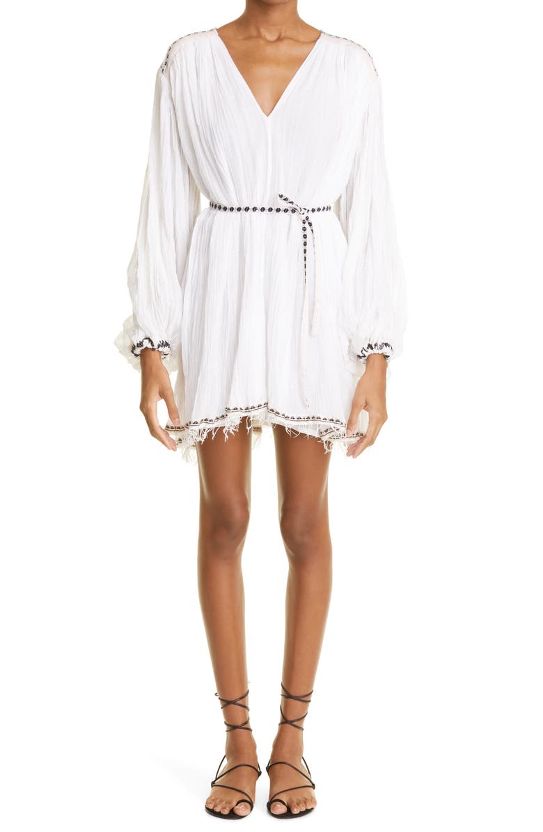 lemlem Habiba Belted Long Sleeve Cover-Up Dress, Main, color, 