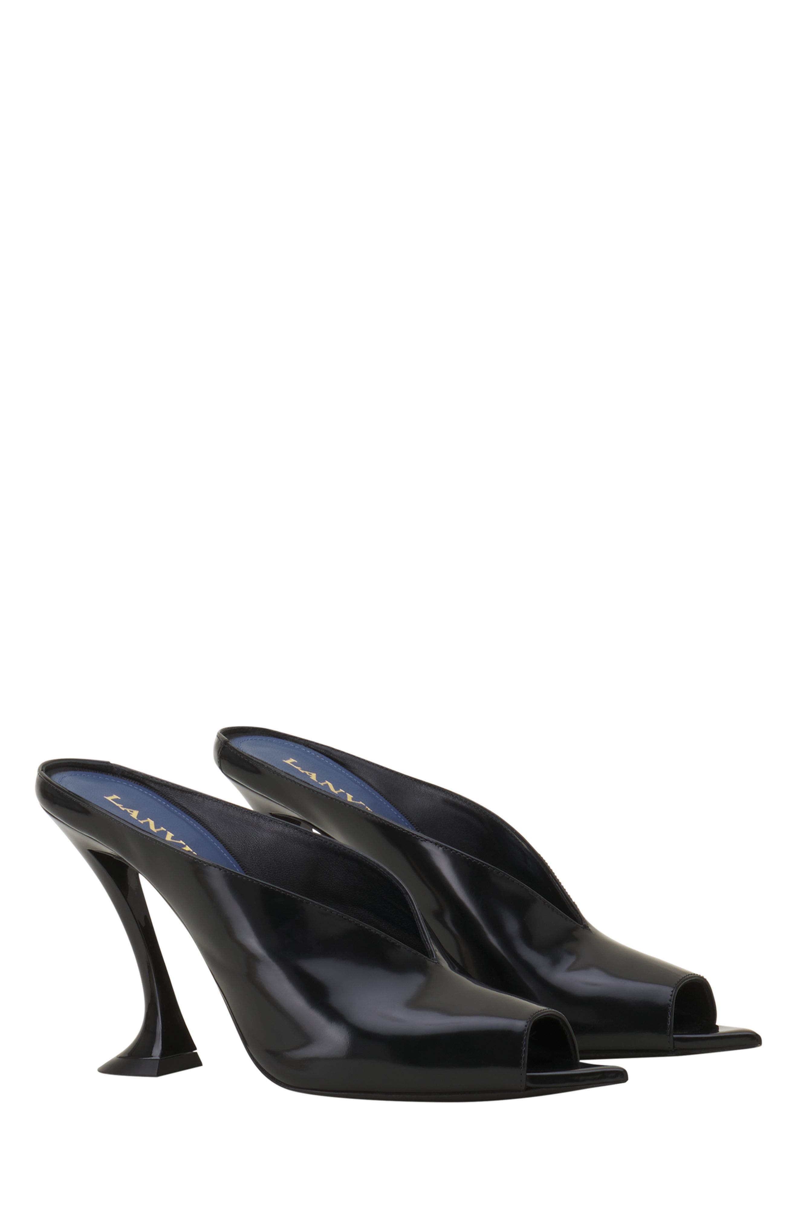 Lanvin Midnight Step Mule In Patent Leather, Alternate, color, Noir