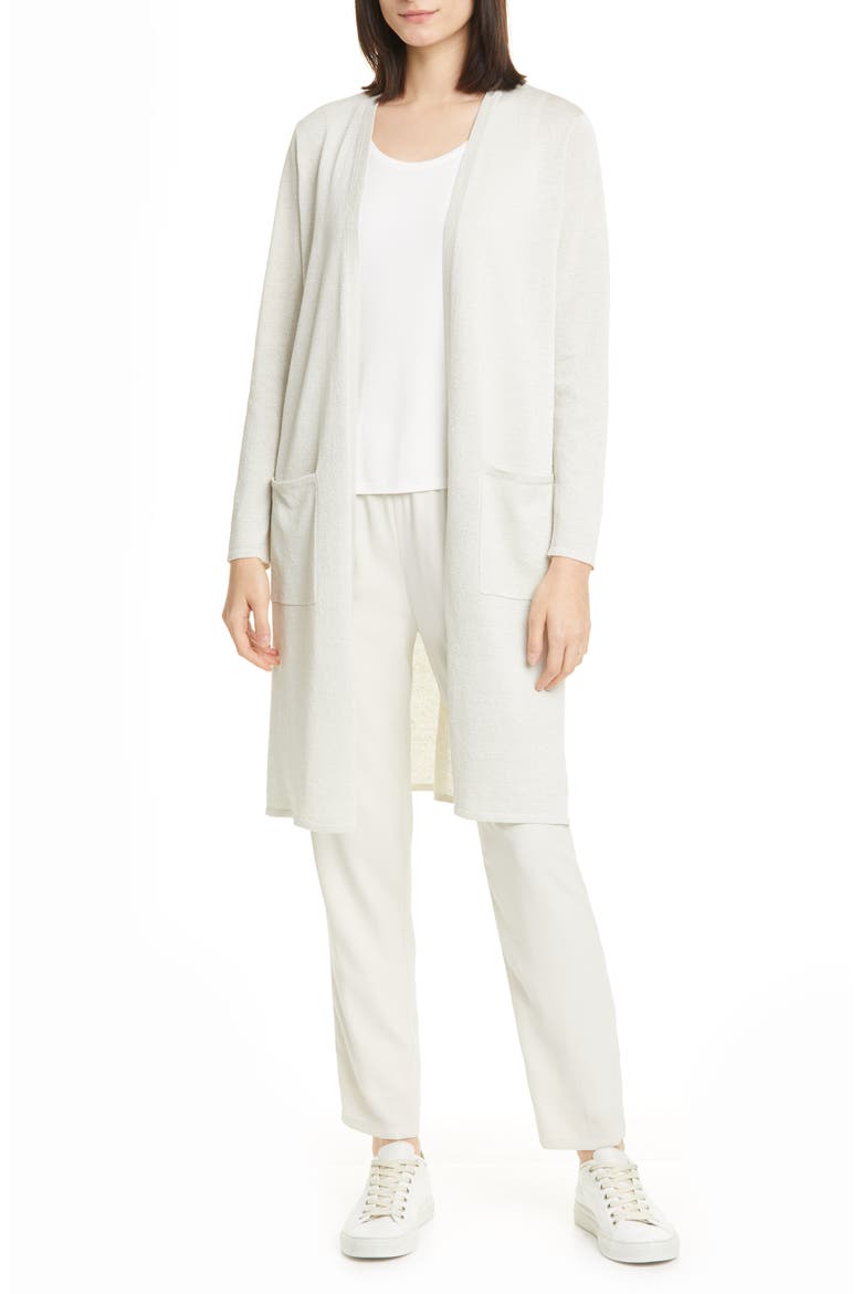 Slouchy Silk Crepe Ankle Pants, Main, color, BONE