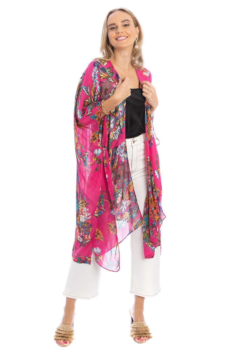 Floral Ruana, Alternate, color, PINK
