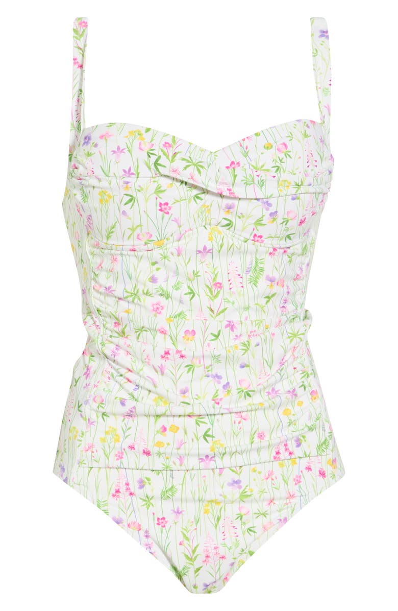 Betsey Johnson Twist Front One-Piece Swimsuit, Alternate, color, Blossom