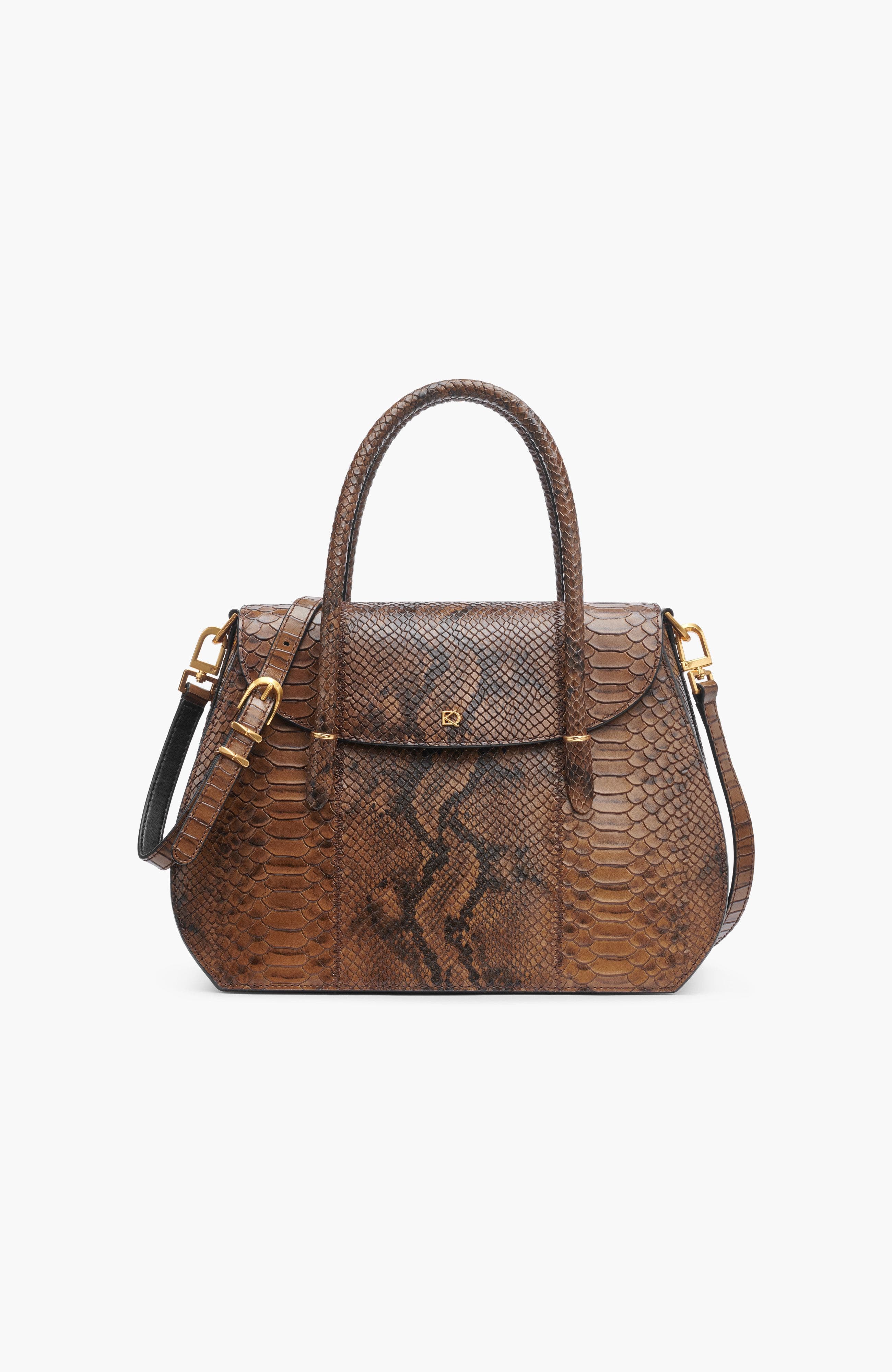 Donna Karan New York Bellerose Flap Python Satchel, Main, color, 