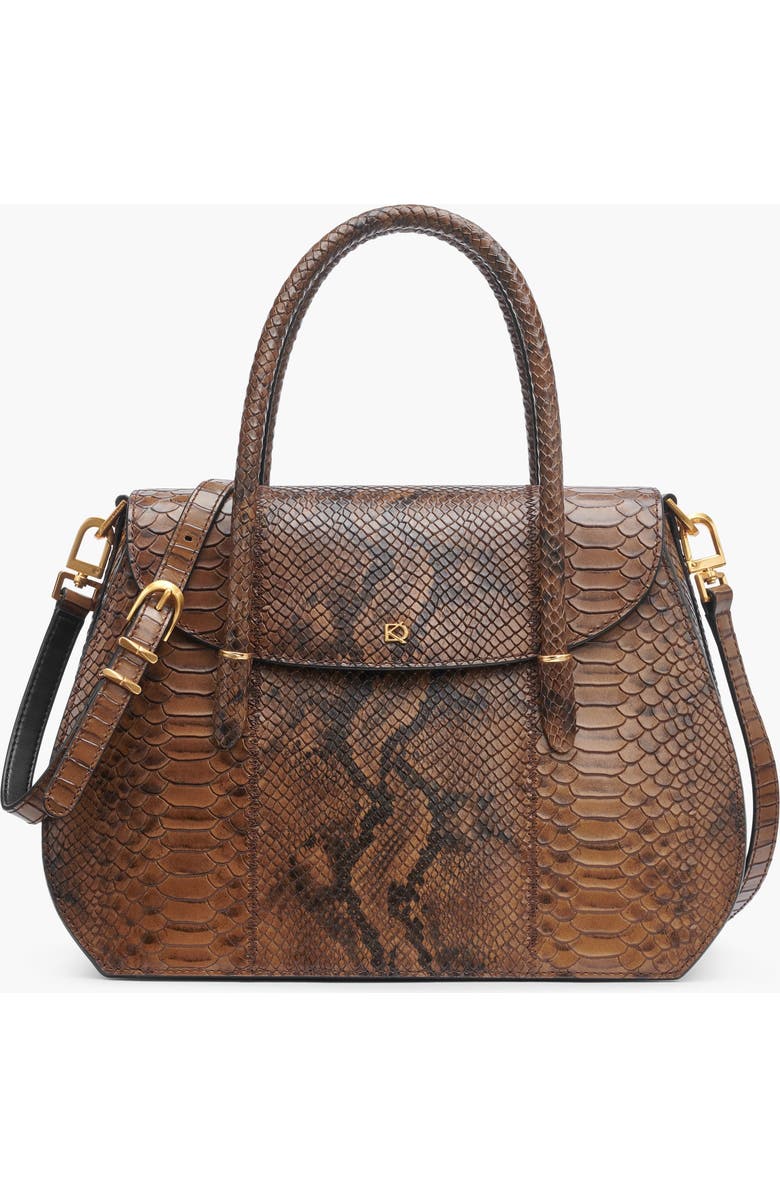 Donna Karan New York Bellerose Flap Python Satchel, Main, color,