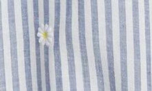 Beachlunchlounge Rosie Embroidered Tie Front Short Sleeve Button-up Shirt In Daisy World