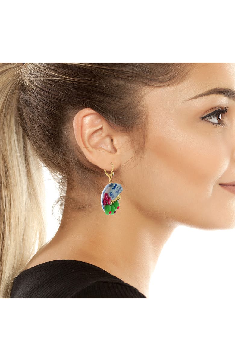 Betsey Johnson Cheese Plate Statement Earrings, Alternate, color, Blue