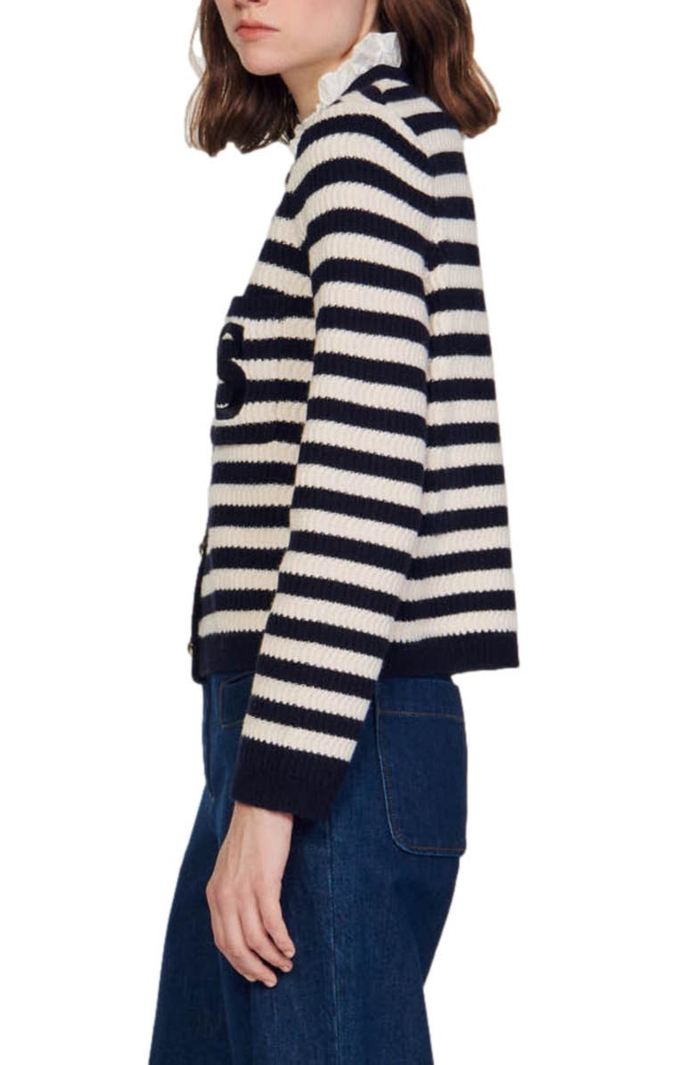 SANDRO Sailor Stripe Cardigan, Alternate, color, 