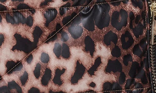 Karl Lagerfeld Paris Logo Tape Faux Fur Collar Puffer Jacket In Brown