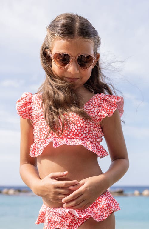 Snapper Rock Ditsy Bloom Crop Two-piece Swimsuit In Red