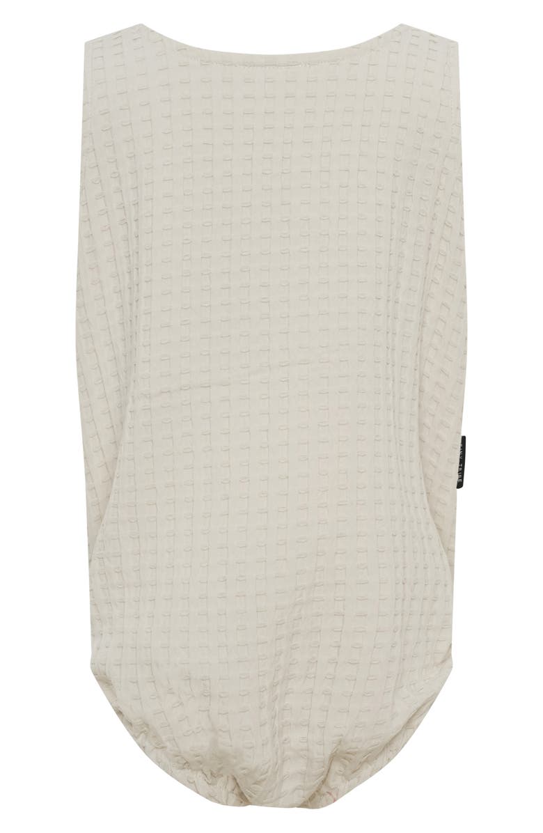 TINY TRIBE Waffle Texture Overall Bubble Romper, Alternate, color, Natural Grey