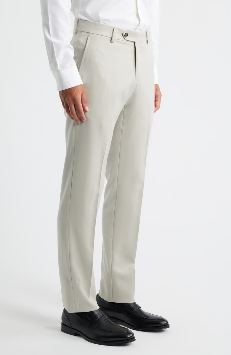 Berle Flat Front Worsted Wool Gabardine Pants, Alternate, color, Stone