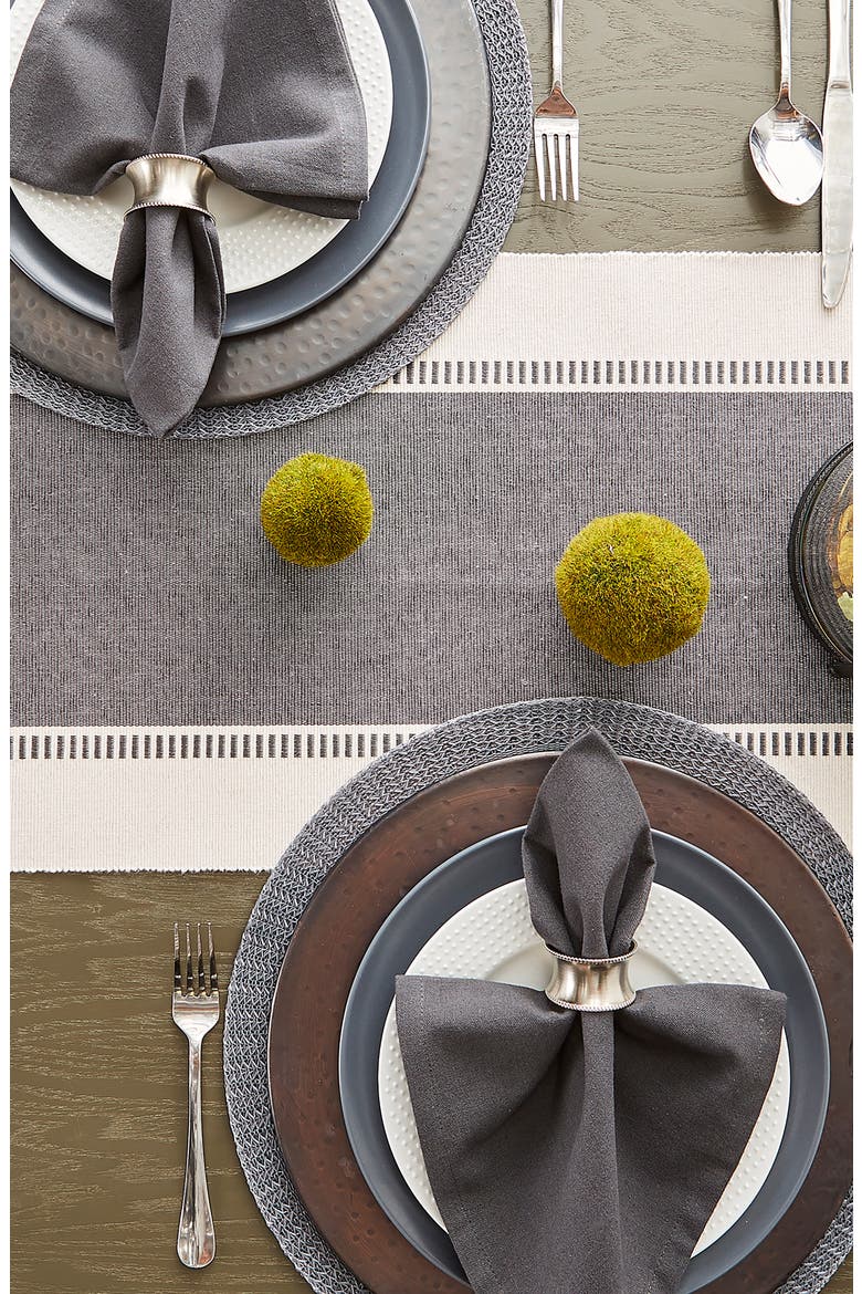 French Blue Dobby Stripe Table Runner, Alternate, color, GRAY