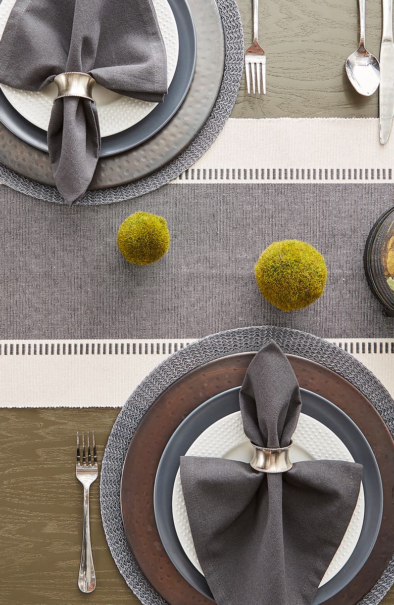 Design Imports French Blue Dobby Stripe Table Runner, Alternate, color, Gray