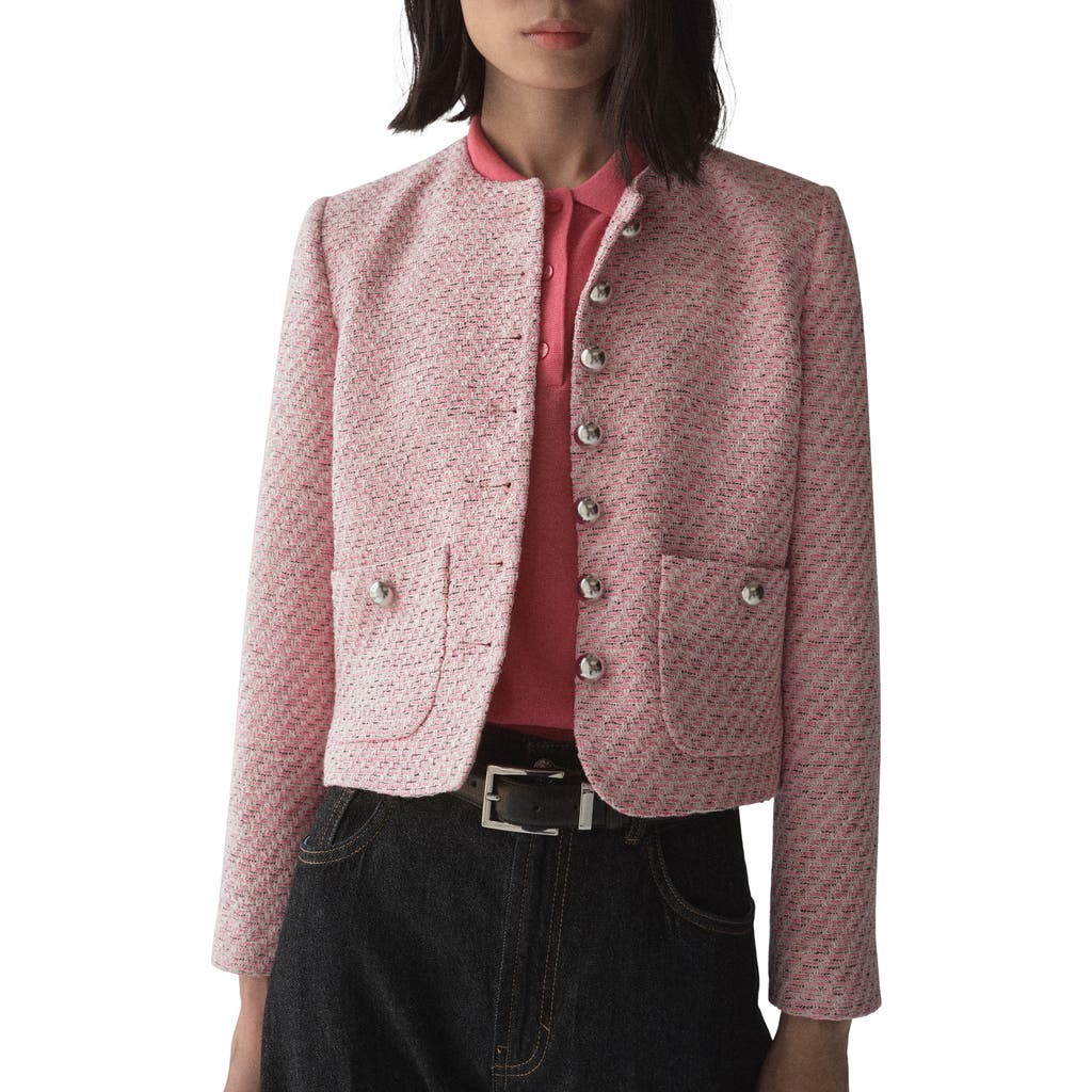 Mango Tweed Jacket In Pink