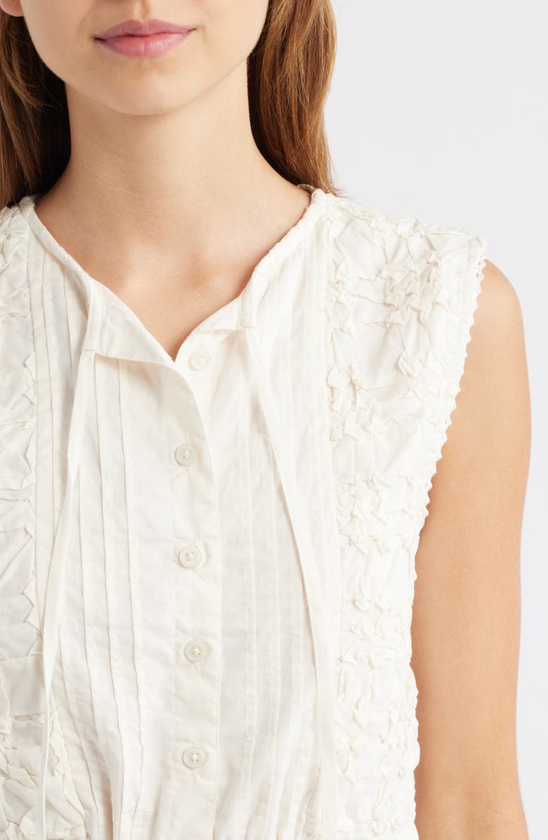 Topshop Cross Hatch Sleeveless Top, Alternate, color, Ivory