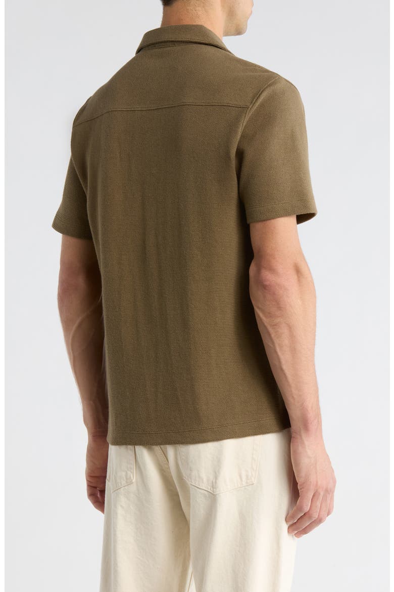 Bouclé Knit Short Sleeve Camp Shirt, Alternate, color, KALAMATA