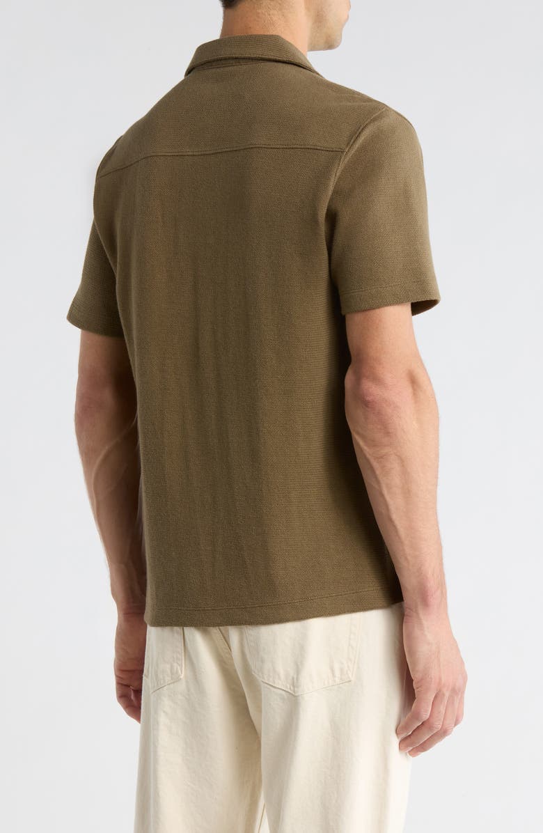 Vince Bouclé Knit Short Sleeve Camp Shirt, Alternate, color, Kalamata