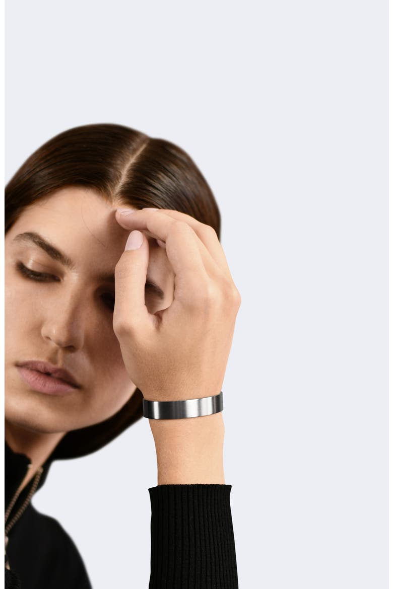 Men's 33G Brushed Sterling Silver Ribbon Cuff Bracelet, Alternate, color, BLACK SILVER