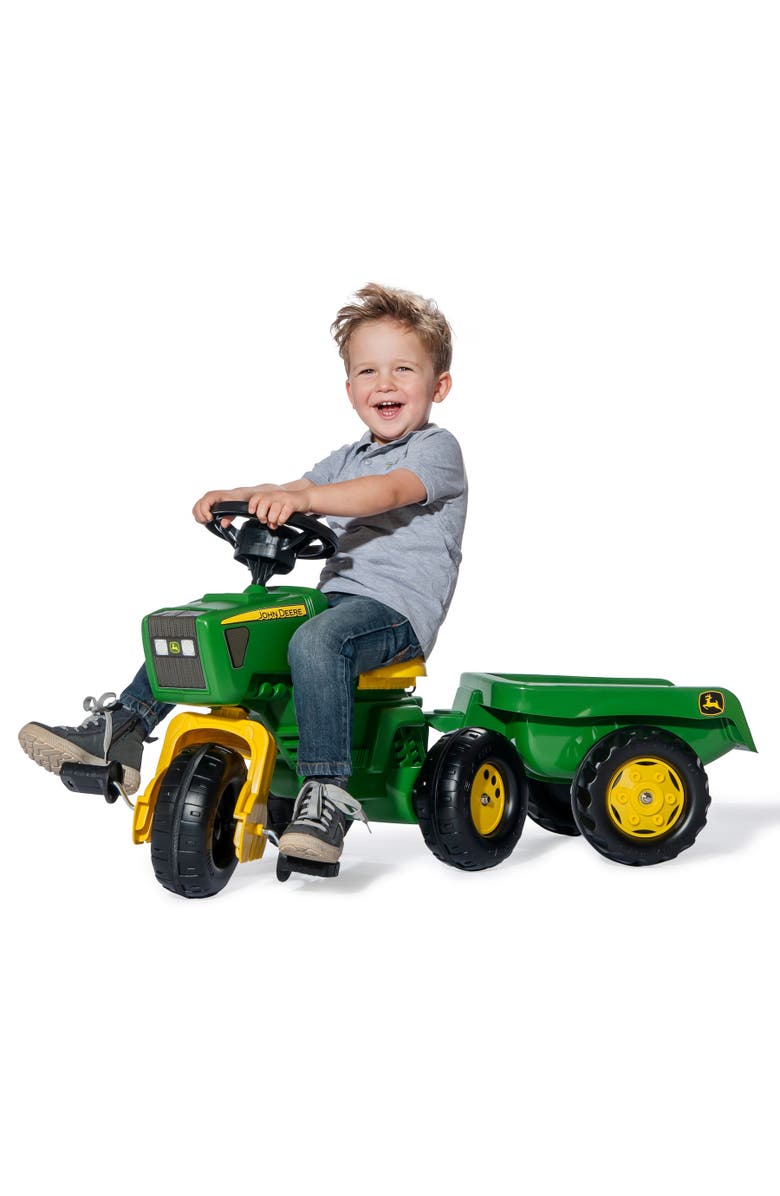 John Deere 3 Wheel Trac w/Trailer, Alternate, color, Green/Yellow