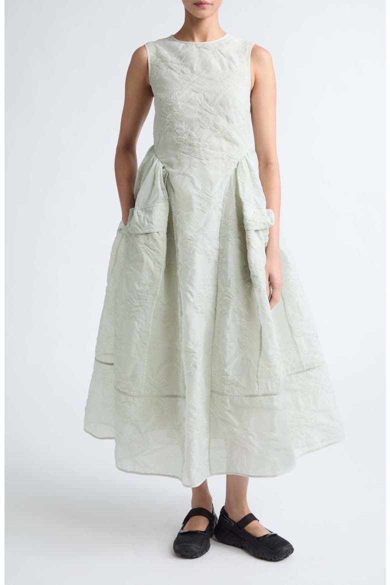 Duana Bow Jacquard Maxi Dress, Main, color, PALE GREEN