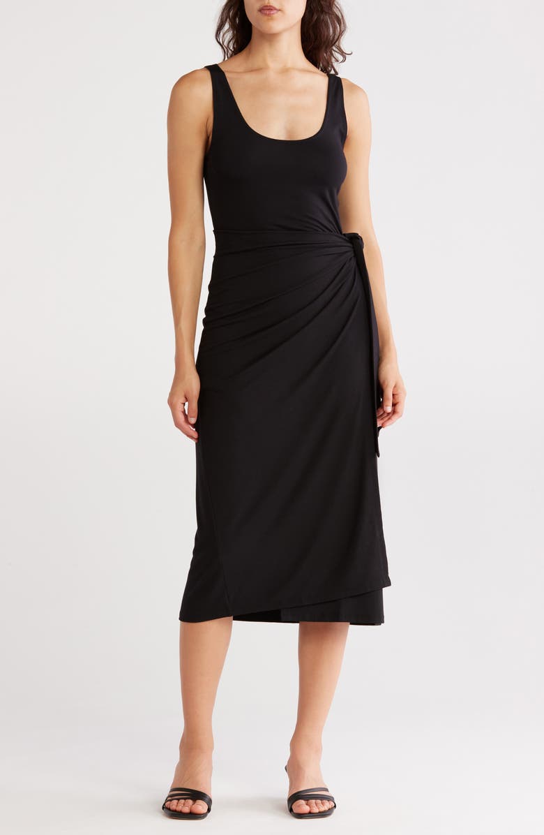 Vince Scoop Neck Wrap Tank Dress, Main, color, Black