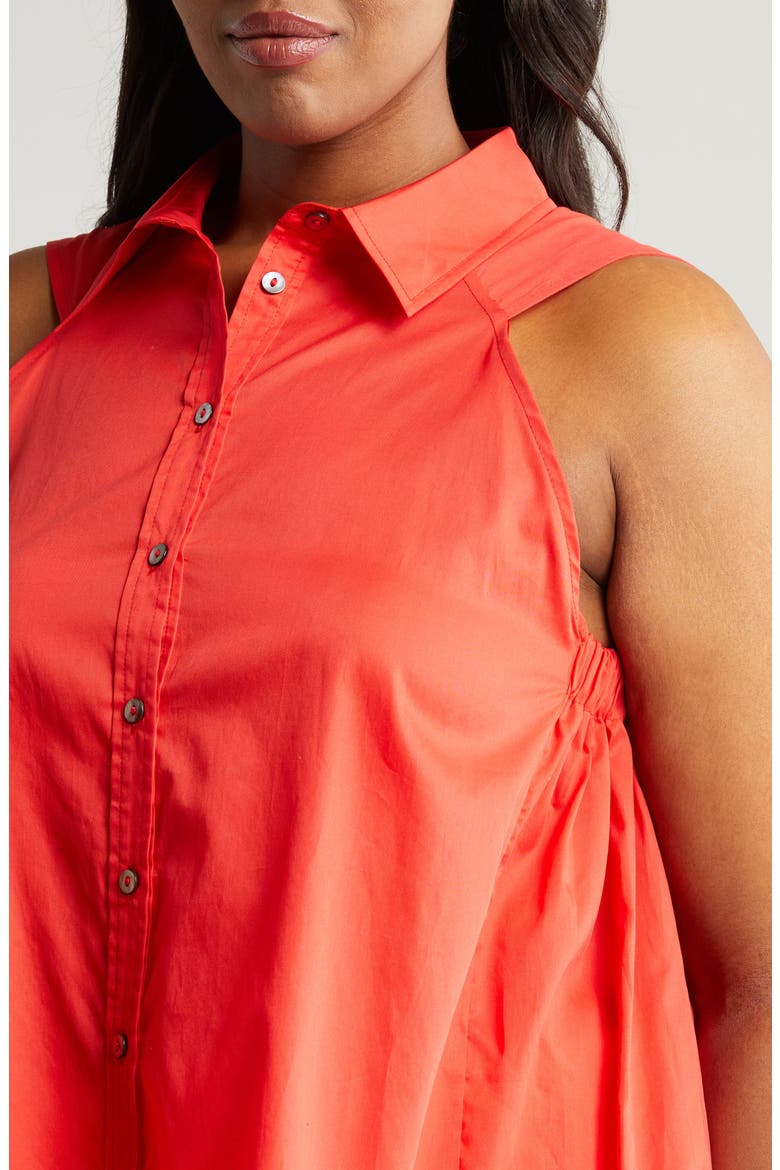 Ziva Sleeveless Button-Up Shirt, Alternate, color, POPPY RED