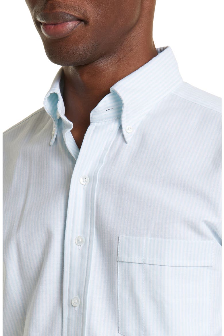 Ticking Stripe Oxford Cotton Button-Down Shirt, Alternate, color, BLUE STRIPES