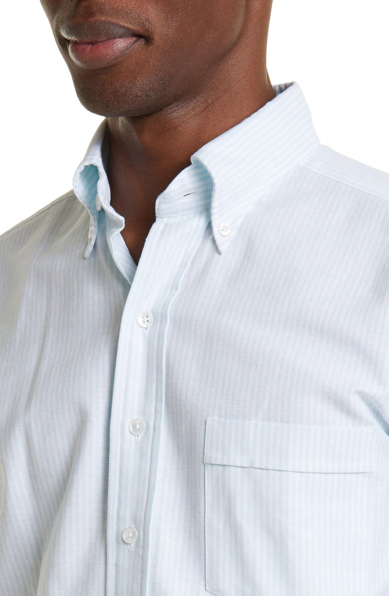 Drake's Ticking Stripe Oxford Cotton Button-Down Shirt, Alternate, color, 