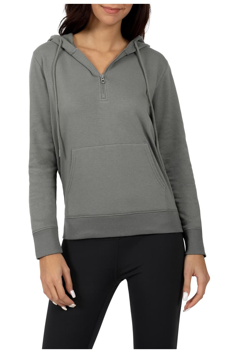 90 DEGREE BY REFLEX Half Zip Kangaroo Pocket Hoodie, Main, color,