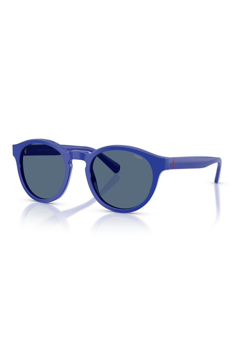 51mm Round Sunglasses, Alternate, color, SHINY ROYAL BLUE / BLUE