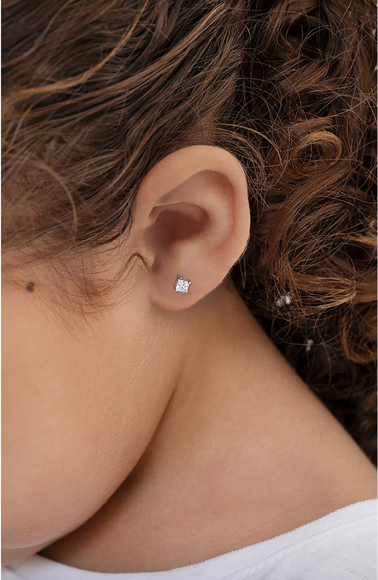 In Season Jewelry My First Princess Solitaire Earrings, Alternate, color, Silver