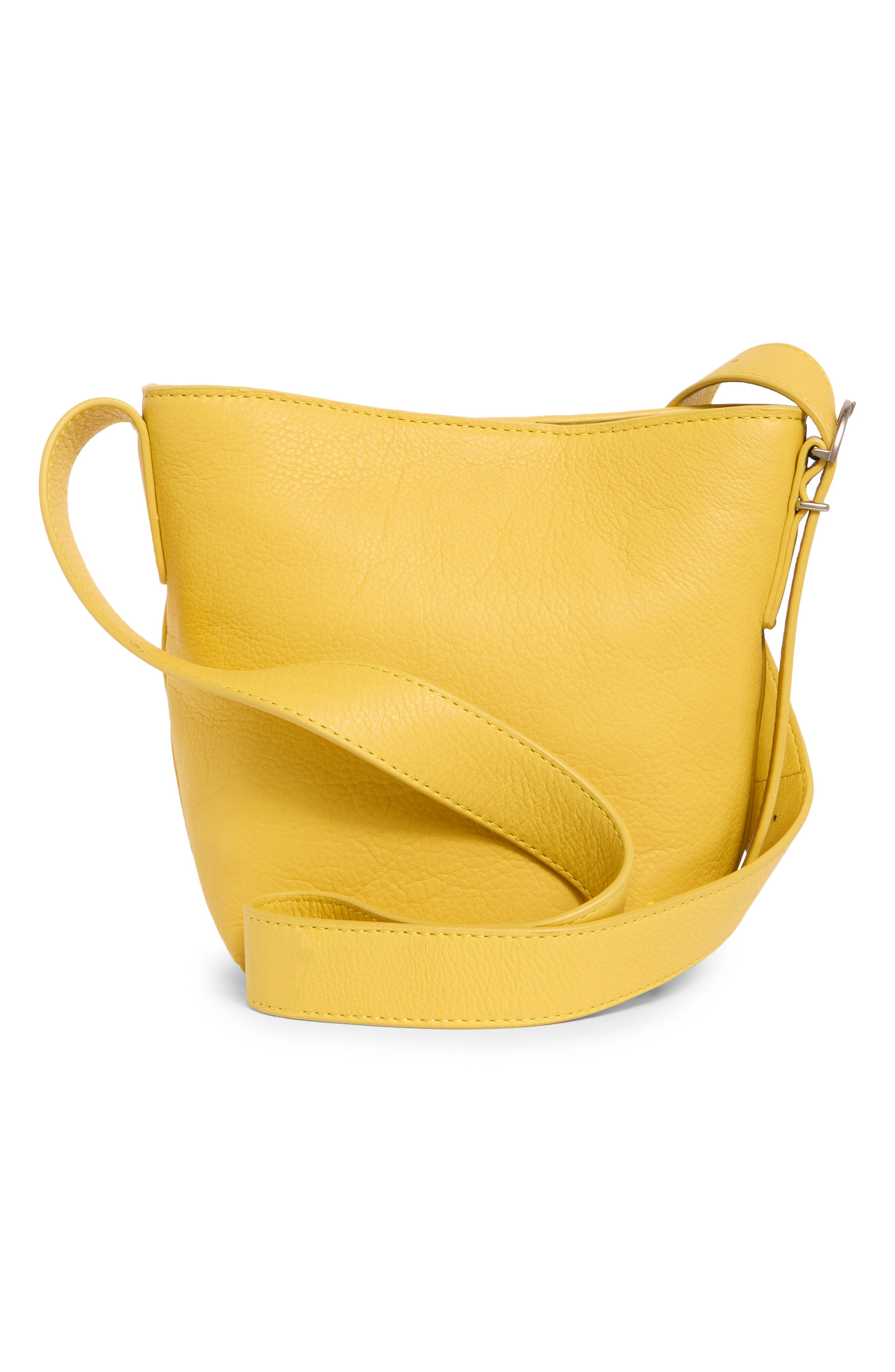 Jayden Leather Bucket Crossbody Bag, Alternate, color, DIJON