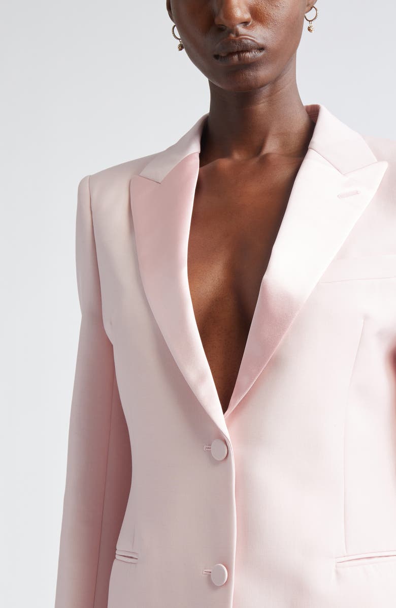McQueen Satin Lapel Wool & Mohair Jacket, Alternate, color, Rose