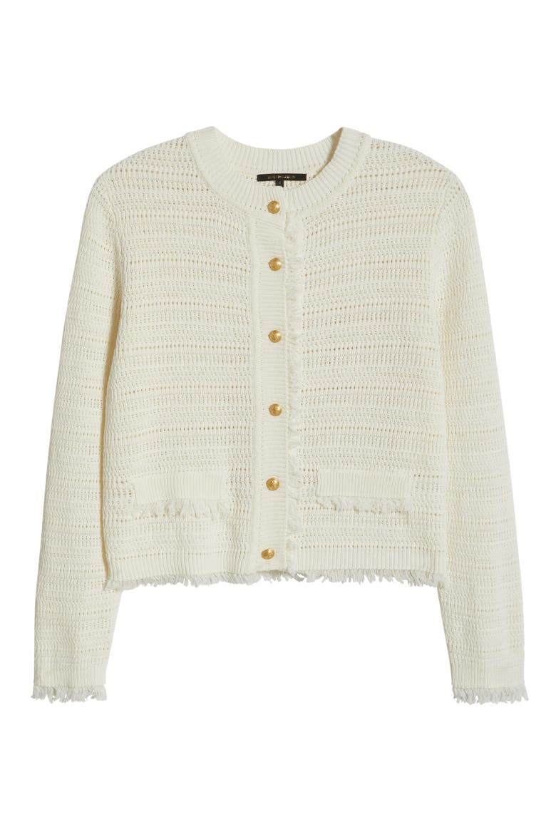 Taza Linen & Cotton Cardigan, Alternate, color, IVORY