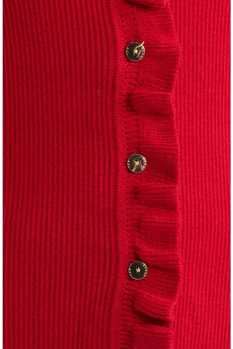 Ruffled Neck Cardigan, Alternate, color, LIPSTICK