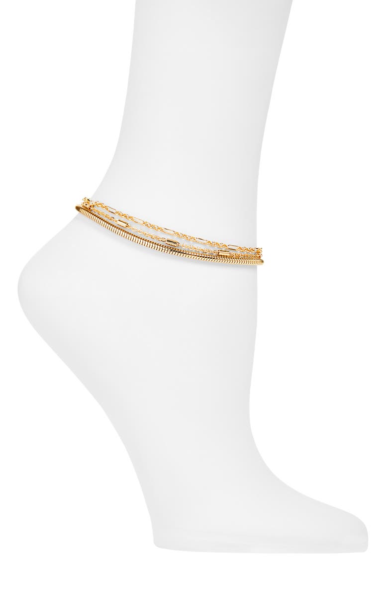 Vince Camuto Trio Anklet, Main, color, Gold Tone