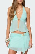 EDIKTED Sea Star Split Front Chiffon Top